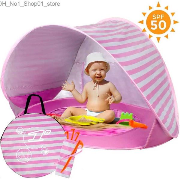 Tentes jouets Enfants Plage Piscine Jouer Maison Portable Bébé Tente De Plage En Plein Air Été Abri De Protection UV Étanche Pop Up Auvent Tentes Q231220