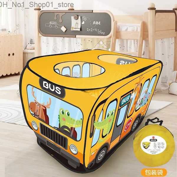 Toys Tents Enfants Outdoor Toy Game House Tent Cartoon Bus Room Interactive Game House Automatic Pop-up Game in Tent Q231220