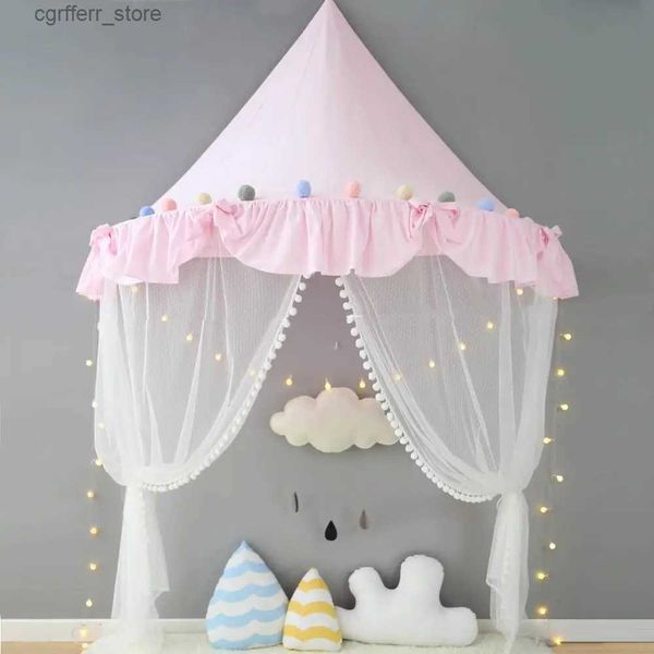 Tentes jouets enfants jouent à la maison château gamin tentes tipide en coton pliable tente couleur rideau bébé berceau netting girls boy room décoration l410