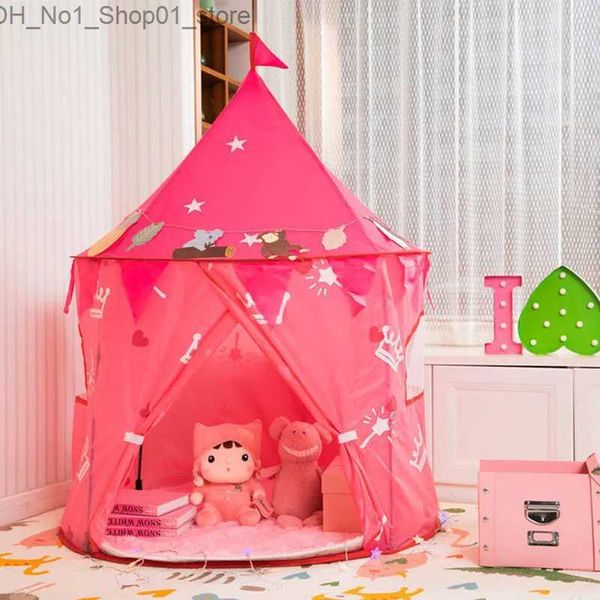 Tentes Tentes Enfants Princesse Castle Play Tent Kids Game Tent House Portable Playtent Toys for Baby Indoor Outdoor Play House Toys Pink Tent Q231220