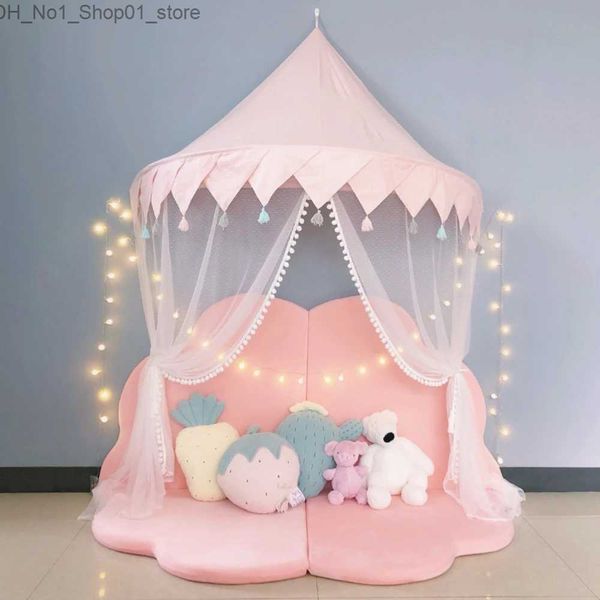 Tentes Tentes Children's Half Moon Tent Pure Cotton Princesse Game House House Mur suspendu Décoration de chevet Rideau Readingcorner Kindergarten Q231220