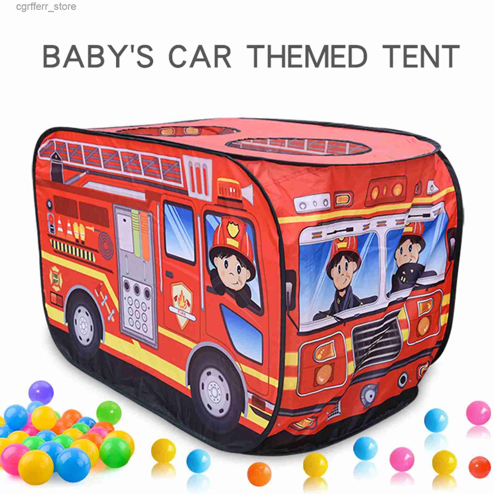 Torda de brinquedo Childrens Car Ten House Fire Truck Indoor and Outdoor Game House com Treno Sun