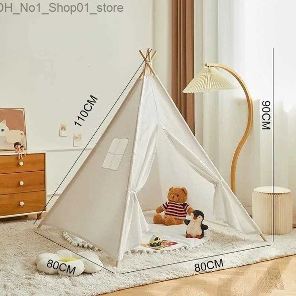 Tiendas de juguete plegable Tienda de campamento para niños de juguete Camping Wigwam Fácil de instalar Tents para niños Play House House Infant Baby Birthday Regalo 1.1m Q231220