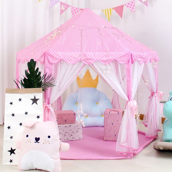 Tiendas de juguete Girl Princess Pink Castle Portable Children Garden al aire libre Play Pleading Tent Lodge Ball Pool Indoor Playhouse 221129