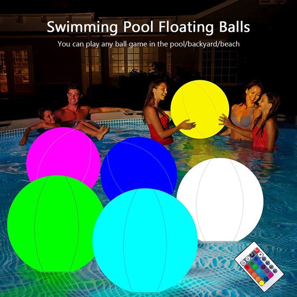 Jouet Tentes Gonflables Boules D'eau 4060CM Télécommande PVC LED Piscine Boule Flottante 16 Couleurs Claires avec Gonfleur pour Jeu De Fête 230726