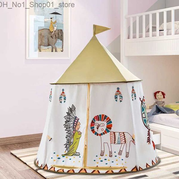 Tentes Tentes Kid Teepee Tent House 123 * 116cm Portable Princess Castle Castle pour enfants Play Tente Tent Tent Birthday Christmas cadeau Q231220