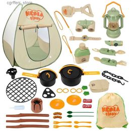 Tentes Tentes Ensemble de camping pour enfants avec tente de jeu 40pcs Jouet extérieur avec lanterne à huile légère Lantern Camping joue de 3 ans jouet extérieur intérieur L410