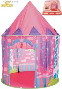 Tentes jouets Tente de jeu pour enfants jouet enfants Pop Up tente château bleu Playhouse jeu d'intérieur fête cadeaux d'anniversaire enfant en bas âge pour filles tente pliable L240313