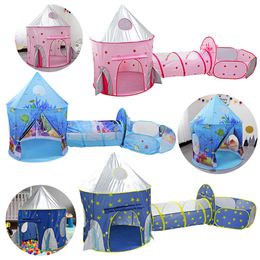 Speelgoedtenten Kids Tunnel Spaceship 3 In 1 Tent House Play Speelbare kinderen Kruipen draagbare oceaanpool Kleine huizen voor meisjes jongens 230111