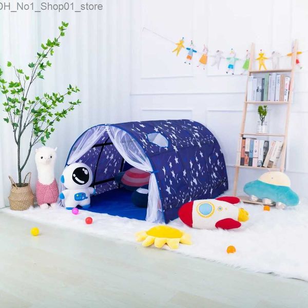Tentes Tentes portatives pour enfants Star Rocket lit tente Net Mosquito lit Couper pour enfants pliant la tente de blocage de lumière Girls Boy Room Decor Q231220
