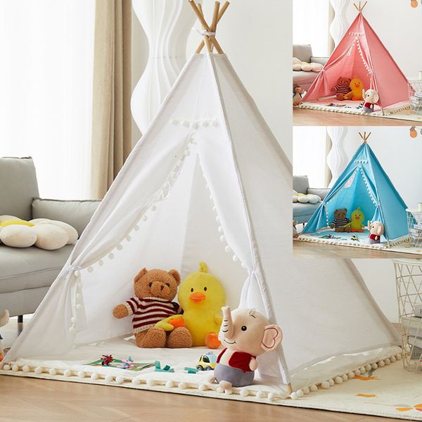 Tiendas de campaña de juguete Tipi portátil para niños Casa de juegos Niños Lona de algodón Tienda india Wigwam Niño Little Beach Teepee Party Room Decor 230711