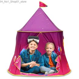Tiendas de juguete Pink Pink Children's Tent Tents Tents Tents para niños Carpa de campamento al aire libre 116*120cm Viaje de universo Corte de juego infantil Indoor Q231220
