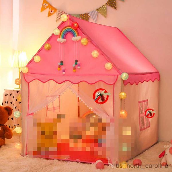 Tentes jouets Tente pour enfants en bois massif petite tente intérieure fille château mignon garçon maison jouet lit séparé moustique de couchage R230830