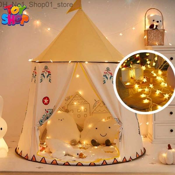 Tiendas de juguete Carpas para eventos Tienda de tipia para niños Juega de carpas cubiertas de interior para niños Baby Boy Home Outdoor Castle Game House Q231220