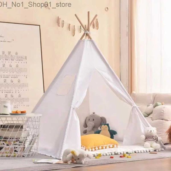 Toys Tents Tipi Intérieur Play House Infant Toue Baby Cotton Canvas 1.1m ANNIVERSAIRE CADEAU PLIDING INDIAN ENFANT Camping Tent Wigwam For Kids Q231220