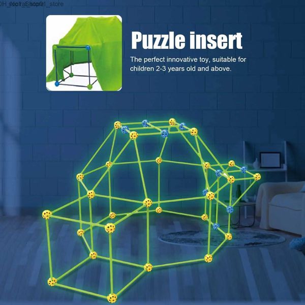 Toy Tents Tentes jouets pour enfants château lumineux maison tente jouet bricolage Patchwork perles cadeau Fort Kit de construction lumineux mise à niveau magasin d'usine Q231220 L240313