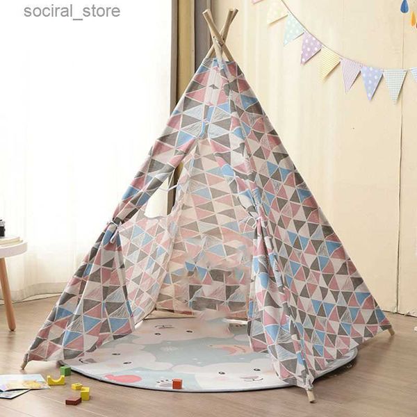 Tentes jouets Tentes jouets tente indienne pour enfants Tipi maison de jeu pour enfants portable Barraca Infantil Camping en plein air maison chambre de bébé décor tipi 221117 L240313