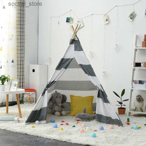 Carpas de juguete Carpas de juguete Tipi Casa de juegos interior Juguete infantil Tipi para bebé 1M Regalo de cumpleaños Carpa plegable para niños indios Wigwam Dog Cat Canopy para niños 230111 L240313