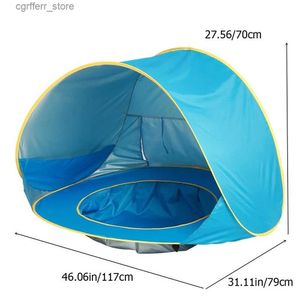 Speelgoedtenten UPF 50+ Baby Beach Tent Waterdichte zonopvang UV-Beschermend Sunshelter met zwembad Kid Outdoor Camping Sunshade Beach Sunshelter L410