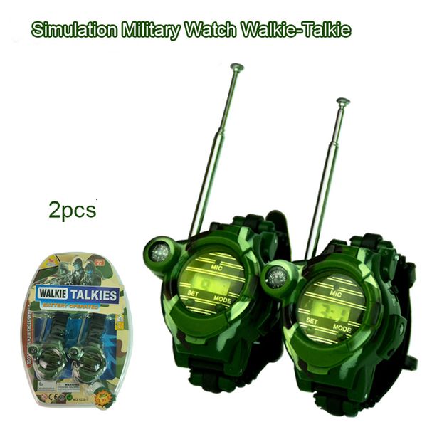 Walkie Talkies de juguete 2 uds reloj para niños Mini Talkie 7 en 1 camuflaje de dos vías Radio niños al aire libre interfono transceptor regalo 230616