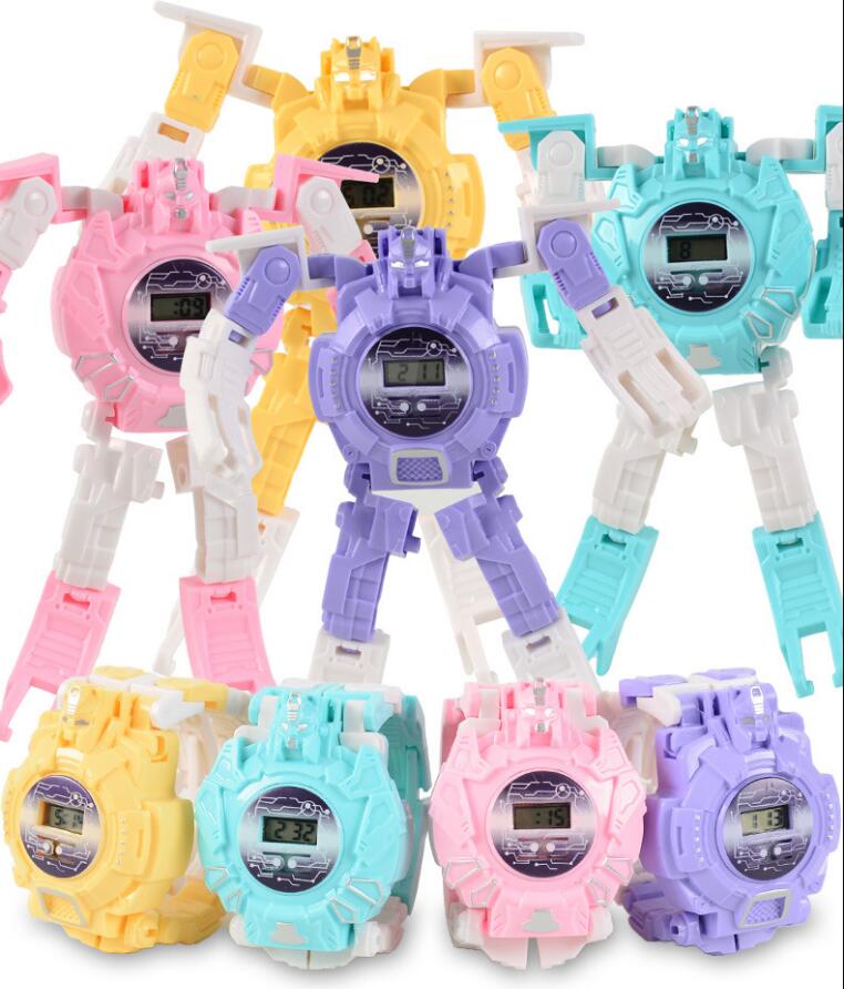 Spielzeuguhr Kinder elektronische Cartoon Verformung Uhr Verformung Roboter Uhr Spielzeug Geschenk heißer Verkauf