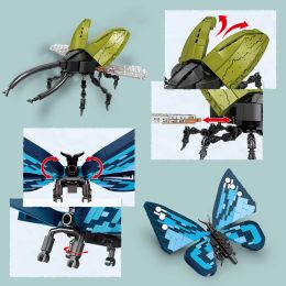 Toylinx Faux Bugs Building Building Insect INSECT CRAWLER BLACH BLOCK BLOCK CICADA Caterpillar Butterfly Hercules Beetle Toy pour Kid