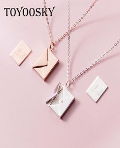 ToyooSky echte 925 Sterling Silver Pendant Necklace Vrouwen Envelop Lover Letter Letter Pendant Geschenken voor vriendin4084105