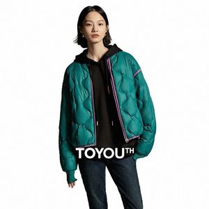 Veste Toyouth Women Down 2023 Hiver LG GLANCHE Col de baseball épais manteau épais en veste multicolaire à vent légère Outwear P5VP #