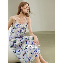 Toyouth Women Aquareur Printing Camisole Jirt Summer Summer Bohemian Holiday Robe 240412