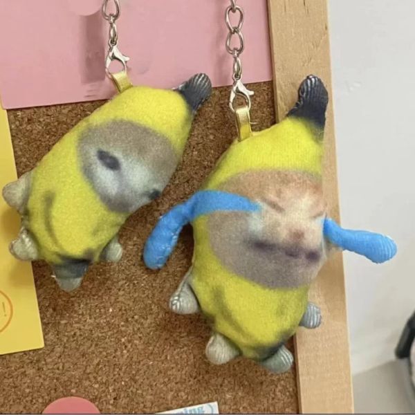 Jouets 1/2 pièces Kawaii banane chat en peluche pendentif mignon qui pleure banane chat drôle porte-clés sac de voiture pendentif porte-clés cadeaux à un camarade de classe