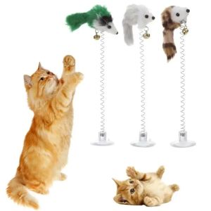 Toys 1 / 3pcs Pet Cat jouet élastique plume fausse fausse souris chat chaton interactif chat gratteur