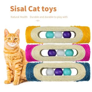 Toys 1 pièce Cat Toy Pet Toy Rouleur contenant trois boules de sonnerie Sisal Cat Scratch Board