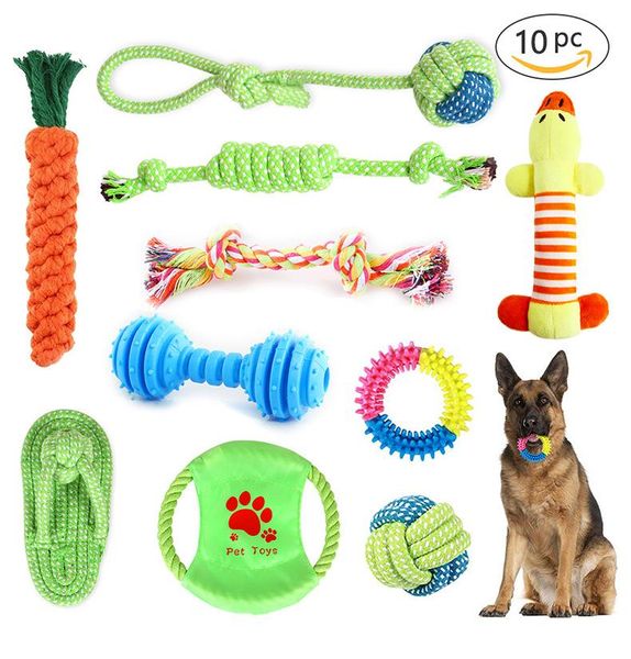 Juguetes Paquete de 10 juguetes de cuerda de algodón para mascotas, juego Molar de larga duración Golden Retriever, juguetes para perros grandes y medianos, bolsa de regalo de 10 piezas, accesorios para perros