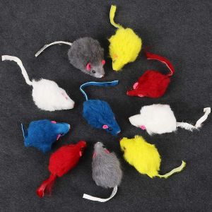 Toys 10pcs mignon lapin fur faux souris chat play toys mini souris de simulation drôle squeak bronte