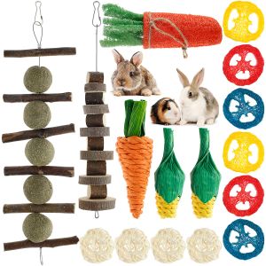 Speelgoed 16 Stuks Kleine Dier Kauwspeelgoed Bundel Voor Konijn Bunny Hamster Cavia Chinchilla Gebitsreiniging Molaire Slijpen Speelgoed Huisdier meubi