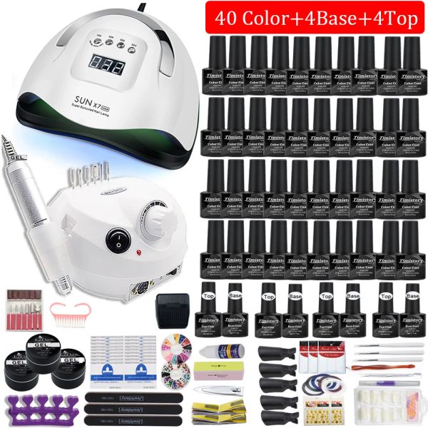 Toys 180W ensemble de lampe à ongles Manucure Salon Gel Nail Gel Polonie avec 9 Poly Nail Gel Acrylique Kit avec forage à ongles de haute qualité 20 W