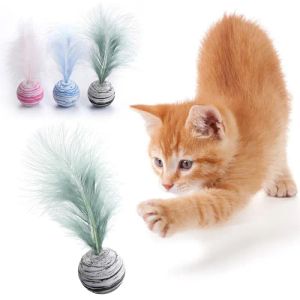 Toys 1pc Star Texture Ball Light Moard Ball Touet Eva Material Star Ball Plus plumes Funny Feather Toys Throwing Toy Pet Supplies