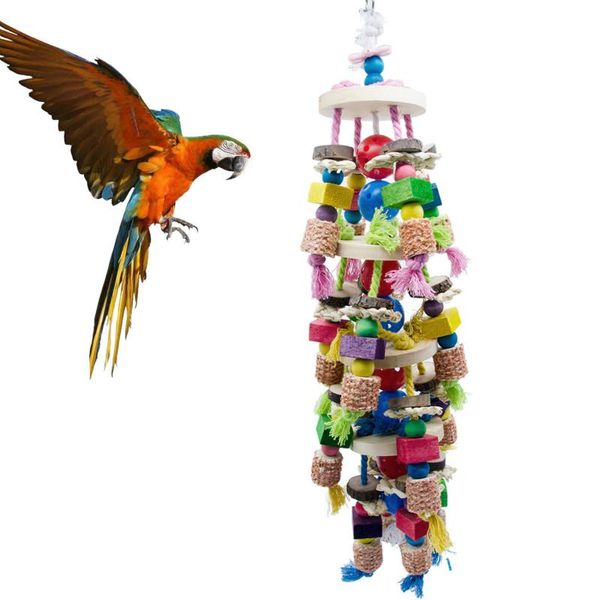 Juguetes 1 Uds., juguetes para pájaros roídos en mazorcas de maíz con cuentas de madera de colores, adecuados para juguetes destructivos para loros
