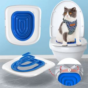 Speelgoed 2023 Toilet Pet Upgrade Cat Toilet Trainer Herbruikbaar training Toilet voor katten Plastic trainingsset kat kattenbakjes Mat accessoires