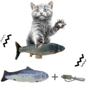 Toys 28cm Cat Toy Fish USB Charging électrique Simulation Danse Jumping Moving Floppy Fish Cat Toy Fish Electronic Fish For Cats Toys