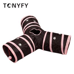 Speelgoed 3 gaten Inklapbare kat Tunnel Tunnel Kitten Tunnel Verveeld Cat Pet Toys Peek Hole Toy Cat Puppy Kitty Kitten Konijnen Training