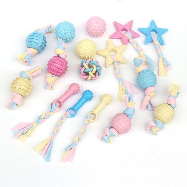 Jouets 30 pièces/lot animaux chiens chiot TPR coton mâcher noeud jouet Durable tressé os corde drôle jouet couleur aléatoire