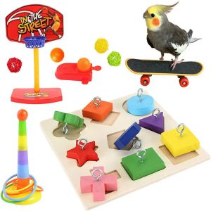 Toys 4pcs Parrot Juego de juguetes Conjunto de rompecabezas Chewing Toy Bird Supplies Utensils Crossblerder especial para combinación de juguetes para pájaros.