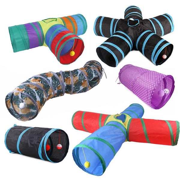 Jouets 5/4/3/2 trous chat de compagnie Tunnel jouets pliable Kitty formation interactif amusant jouet pour chats lapin Animal jouer Tunnel Tube