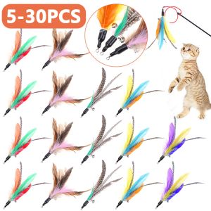 Toys 530 PCS / Lot Random Coul Cat Cat Toys Remplacement de la tête Play Interactive Play Training Feather Refill Cat Wand Pet Products