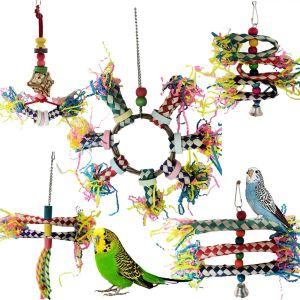 Speelgoed 5 stuks Vogel Papegaai Versnipperen Speelgoed Kleurrijk Hangend Foerageerspeelgoed Met Haken Voor Parkieten Valkparkiet Dwergpapegaai (willekeurige kleur)