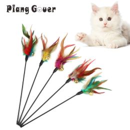 Toys 5pcs Feather Cat Teaser Stick With Bell Funny Wand Interactive Play Kittens Cat Toy Pet Accessoires