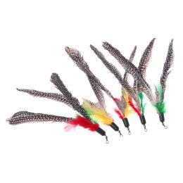 Speelgoed 5 stks/Set Handmade Natural Feather Cat Toy Da Bird Navuls Interactieve teaser sticks