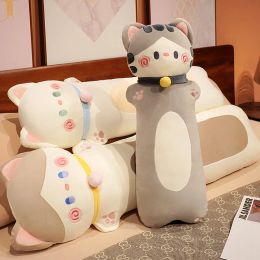 Toys 70 ~ 130 cm Cat squishy poupée en peluche Jouet en peluche Café Gris Blanc Long Carton Kawaii Animal Plushie Peluche Leg Pillow Kids Hug