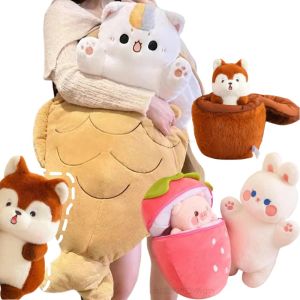 Speelgoed 80 cm kawaii taiyaki kat fruit konijn pluche speelgoed dieren nest dek kussen kussen kussen poppen verjaardagscadeaus voor meisjes thuisdecoratie